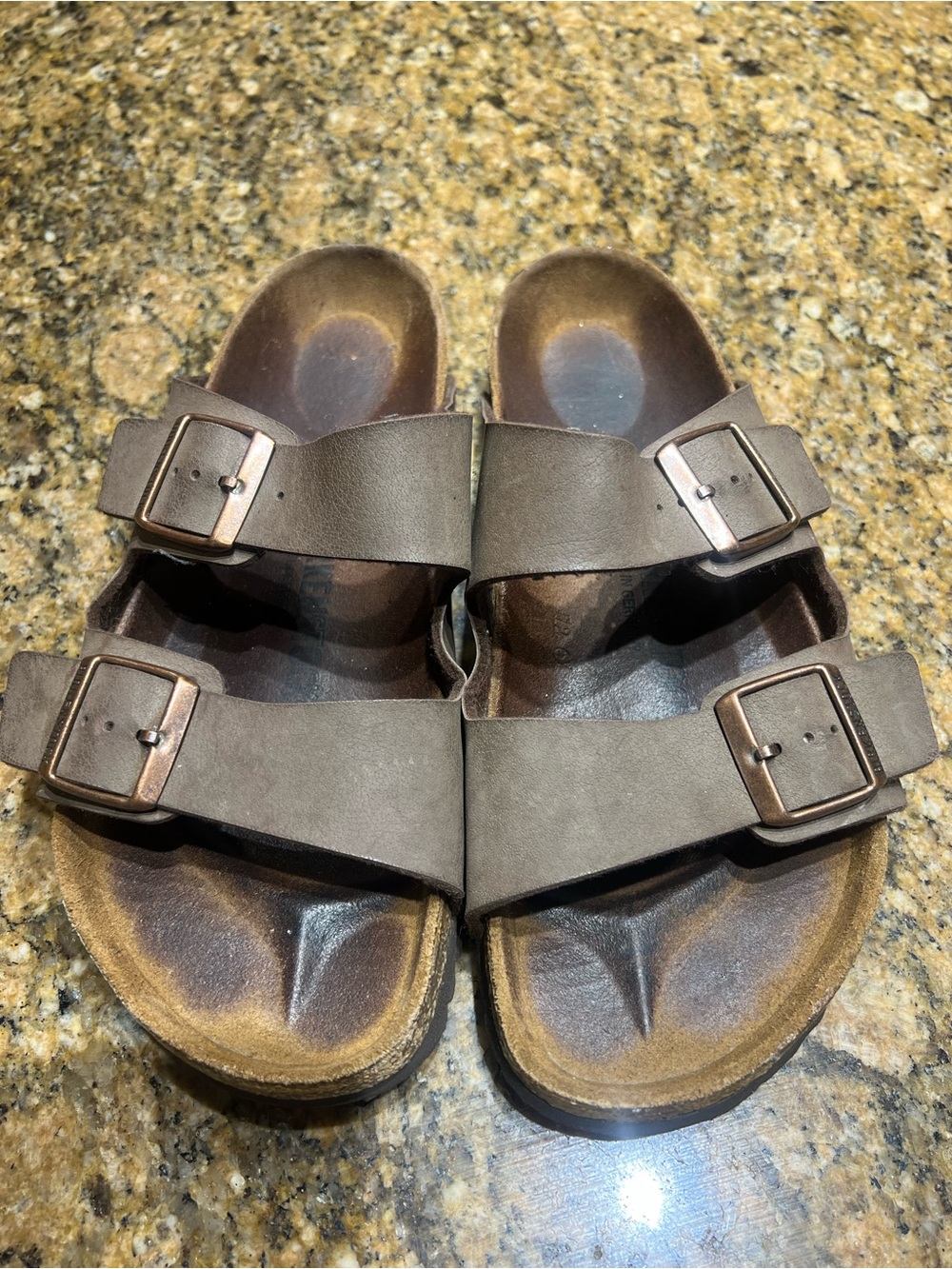 Birkenstock Double-strap Brown Slide Sandals